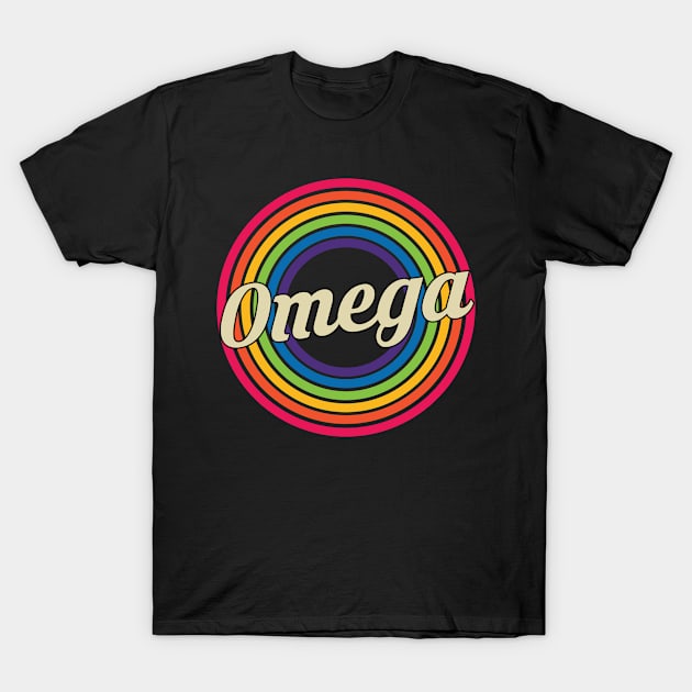 Omega - Retro Rainbow Style T-Shirt by MaydenArt